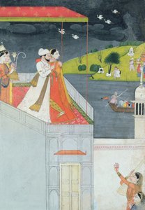 Liefhebbers op een terras, ca. 1780-1800 door Indian School
